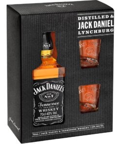 JACK DANIELS W/2 GLASS 70CL